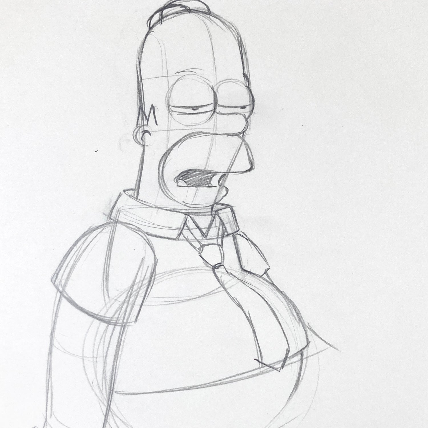 The SIMPSONS : Original Animation Rough Artwork Drawing of Homer Simpson (Matt Groening). For sale on FLIP Gallery