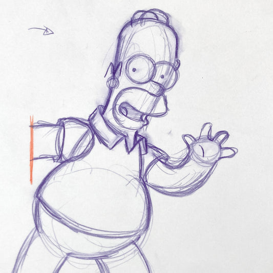 The SIMPSONS : Original Production Used Animation Artwork Drawing of Homer Simpson. For sale on FLIP Gallery