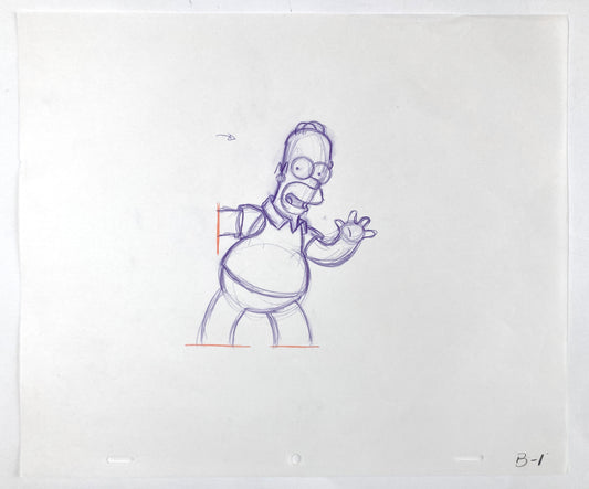 The SIMPSONS : Original Production Used Animation Artwork Drawing of Homer Simpson. For sale on FLIP Gallery