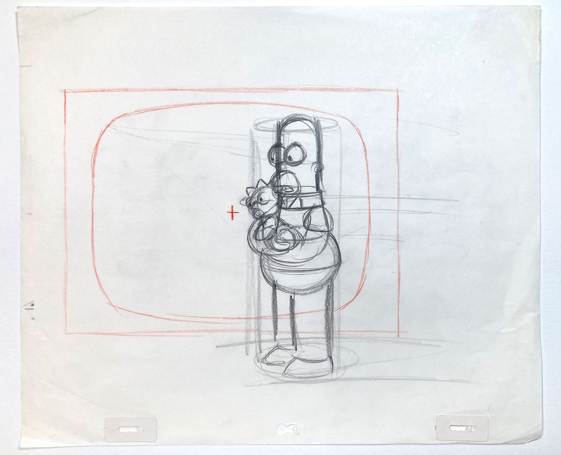 The Simpsons : Original Production Layout Drawing of Homer and Maggie Simpson (1990’s). For sale on FLIP Gallery