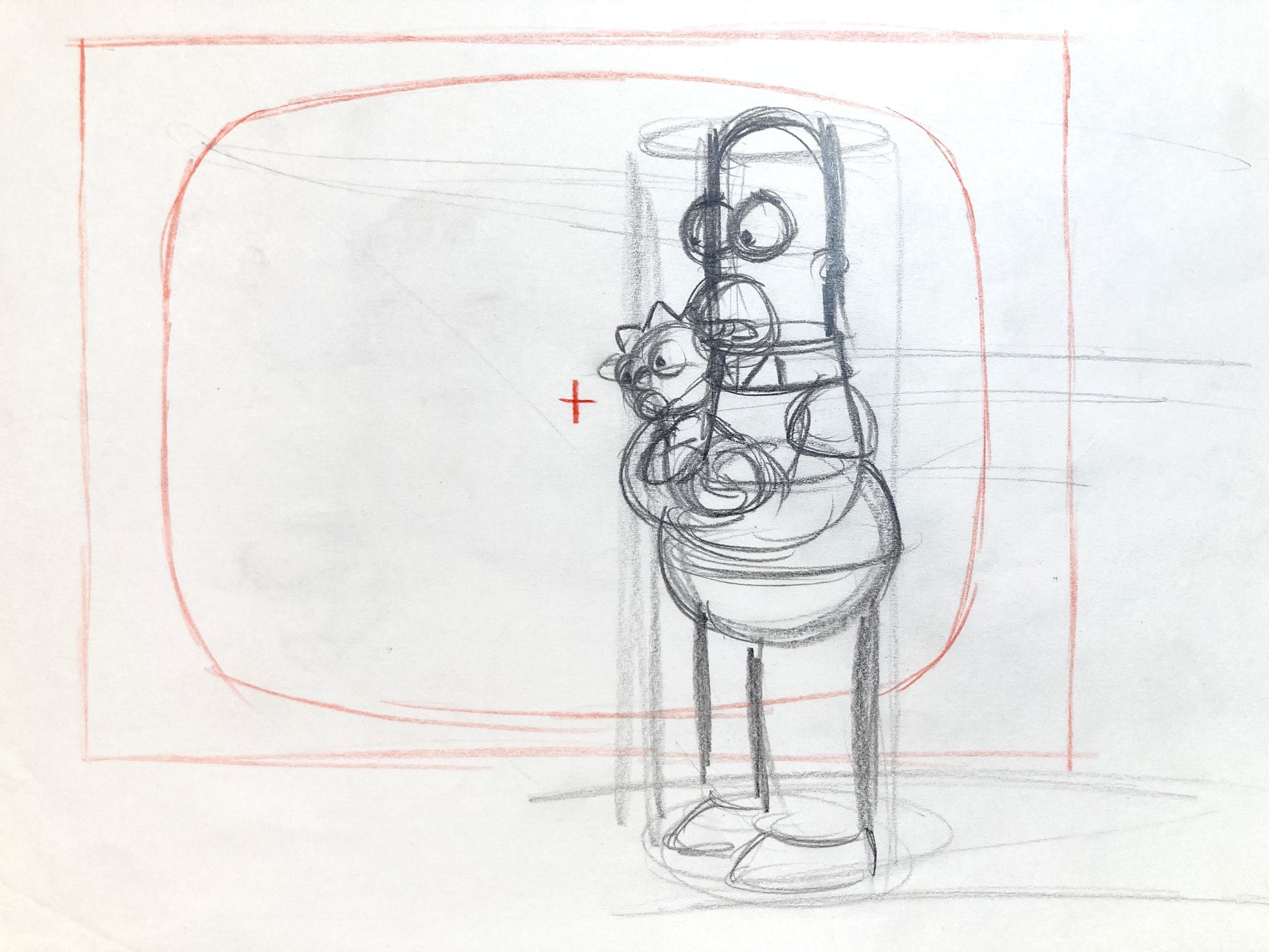 The Simpsons : Original Production Layout Drawing of Homer and Maggie Simpson (1990’s). For sale on FLIP Gallery