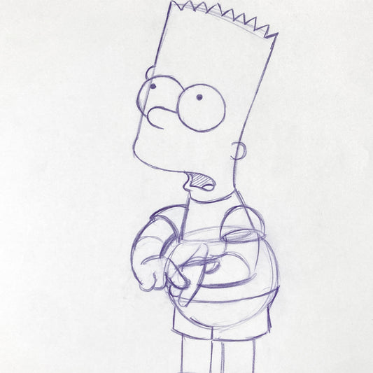 Original Animation Production Art Drawing of Bart from The Simpsons