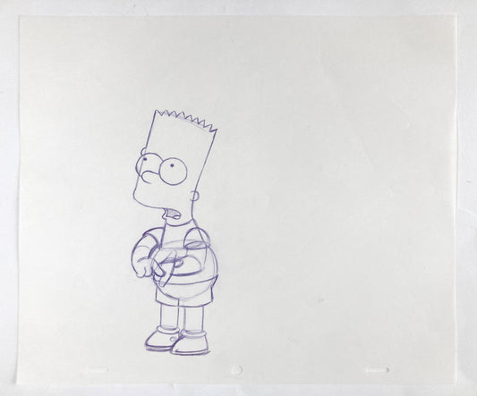 Original Animation Production Art Drawing of Bart from The Simpsons