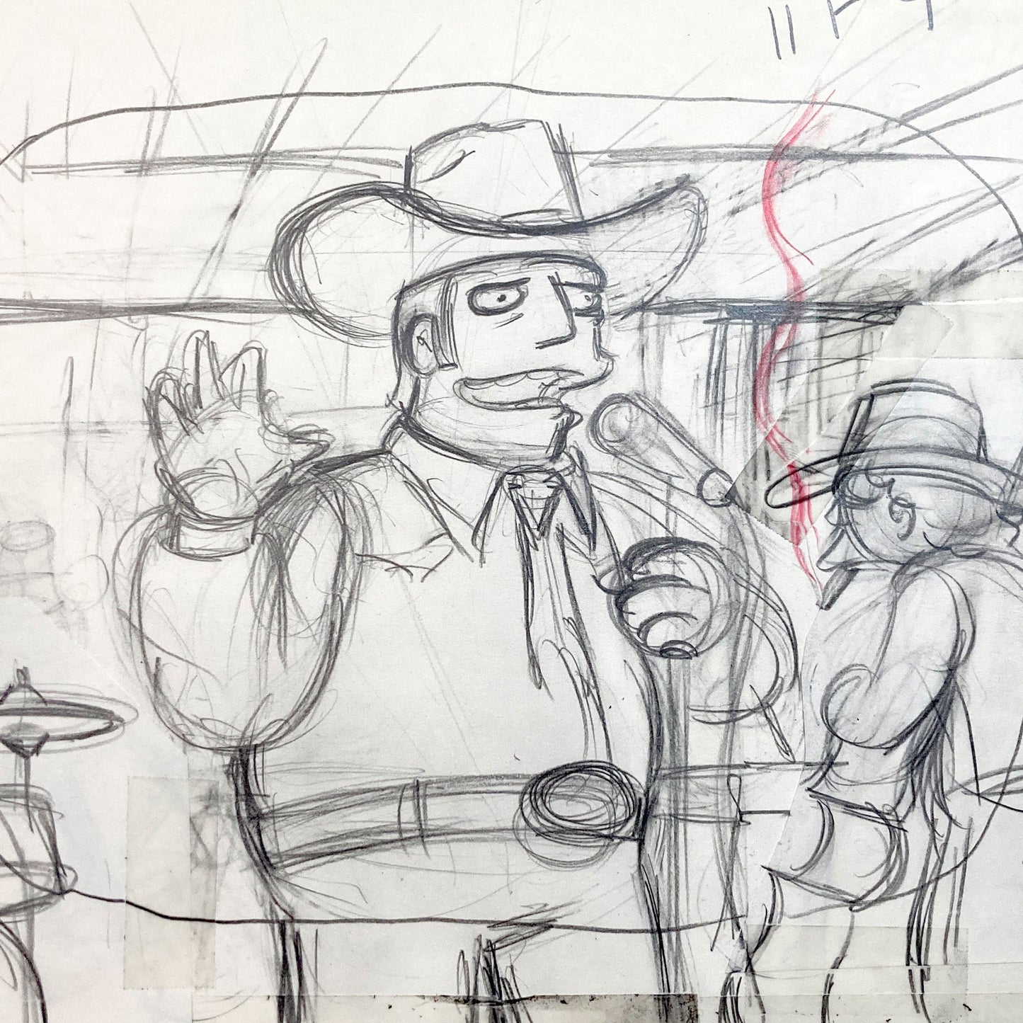 The Simpsons Original Animation Production Layout Drawing of Music Players (2000’s). For sale on FLIP Gallery