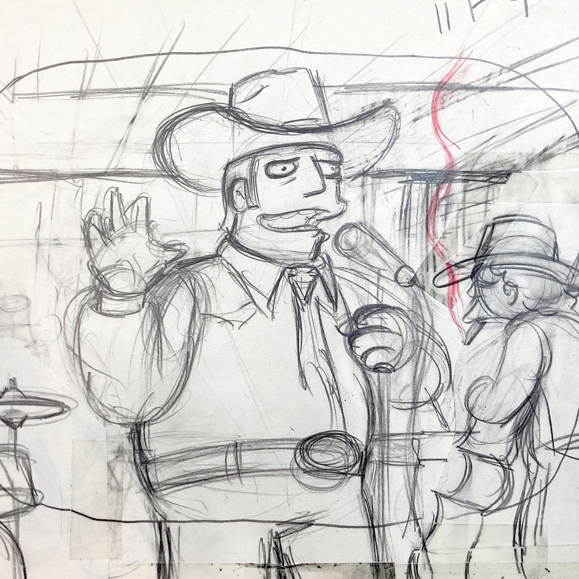 The Simpsons Original Animation Production Layout Drawing of Music Players (2000’s). For sale on FLIP Gallery