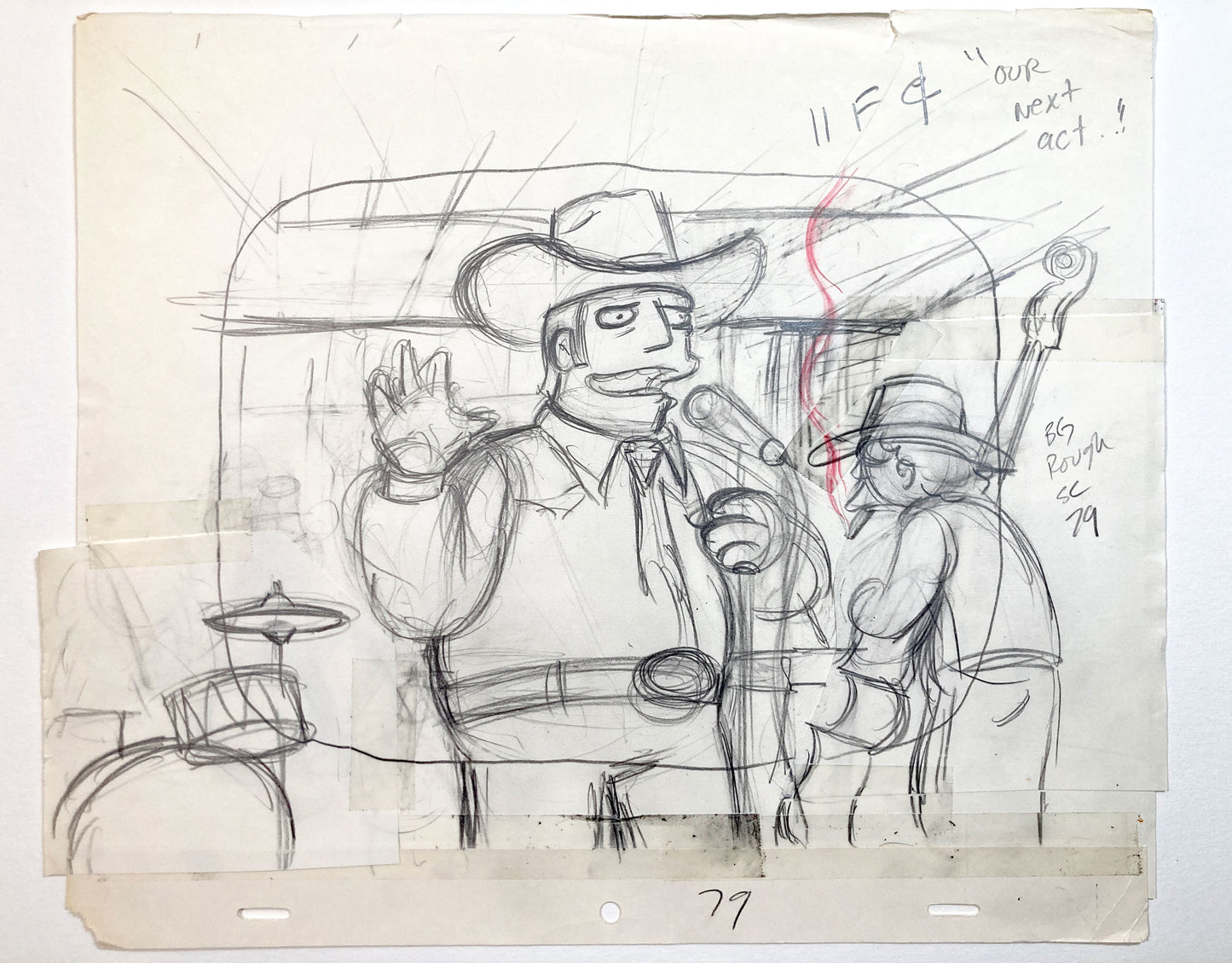 The Simpsons Original Animation Production Layout Drawing of Music Players (2000’s). For sale on FLIP Gallery
