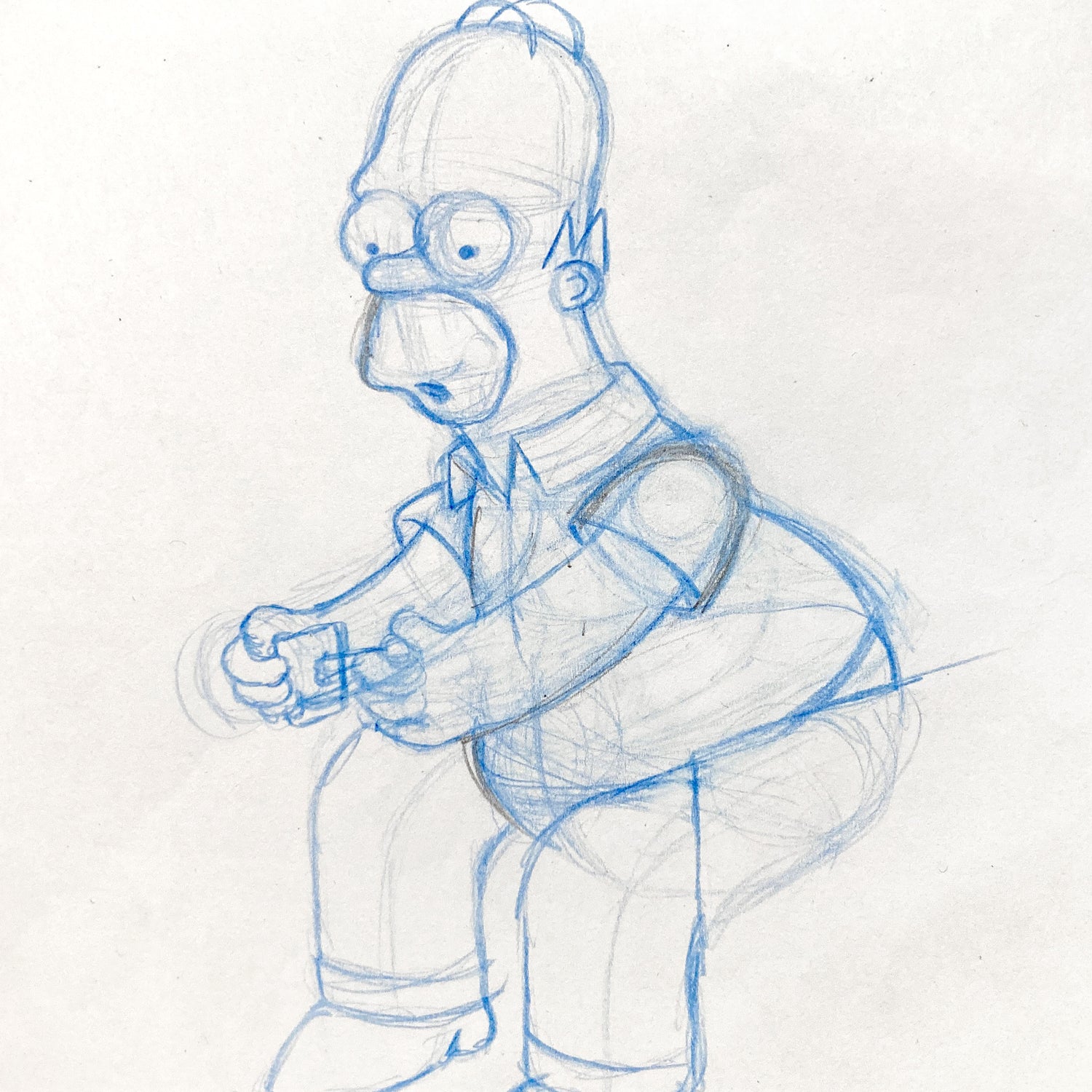 The SIMPSONS : Early Original Production Used Animation Artwork Drawing of Homer Simpson. For sale on FLIP Gallery