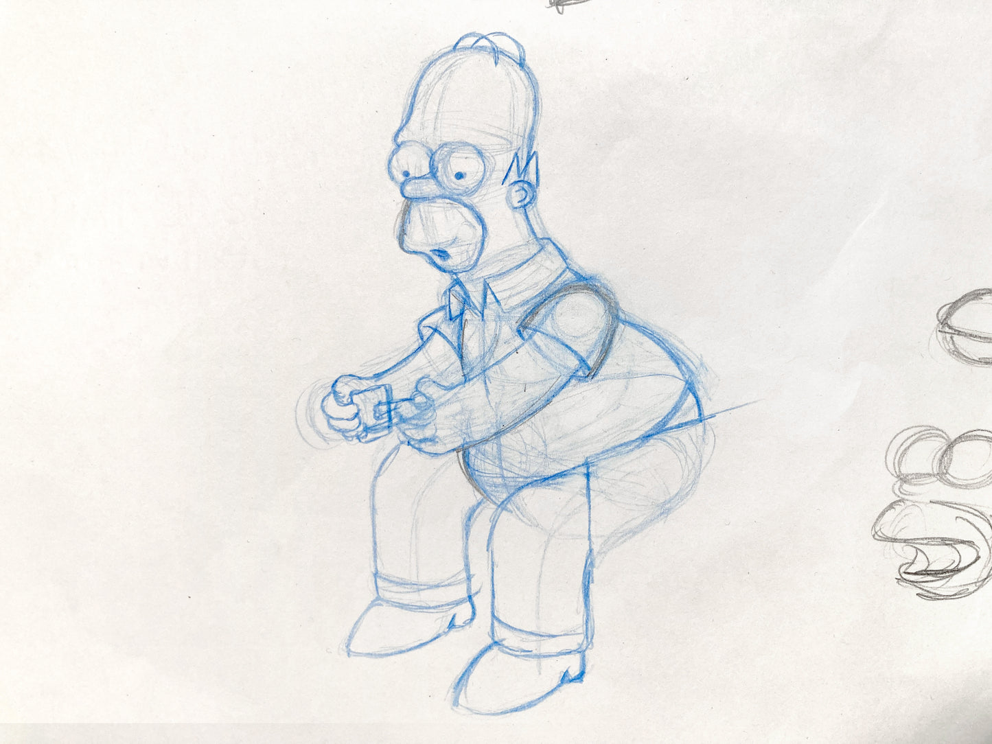 The SIMPSONS : Early Original Production Used Animation Artwork Drawing of Homer Simpson. For sale on FLIP Gallery