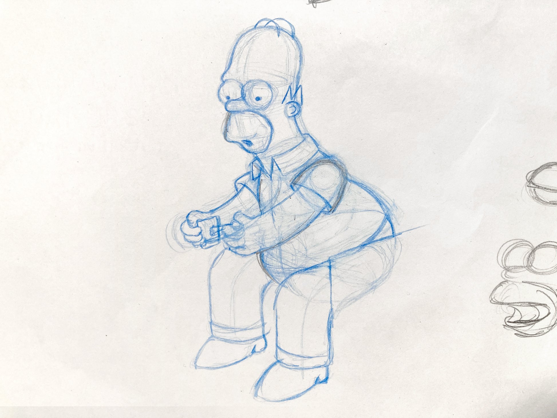 The SIMPSONS : Early Original Production Used Animation Artwork Drawing of Homer Simpson. For sale on FLIP Gallery