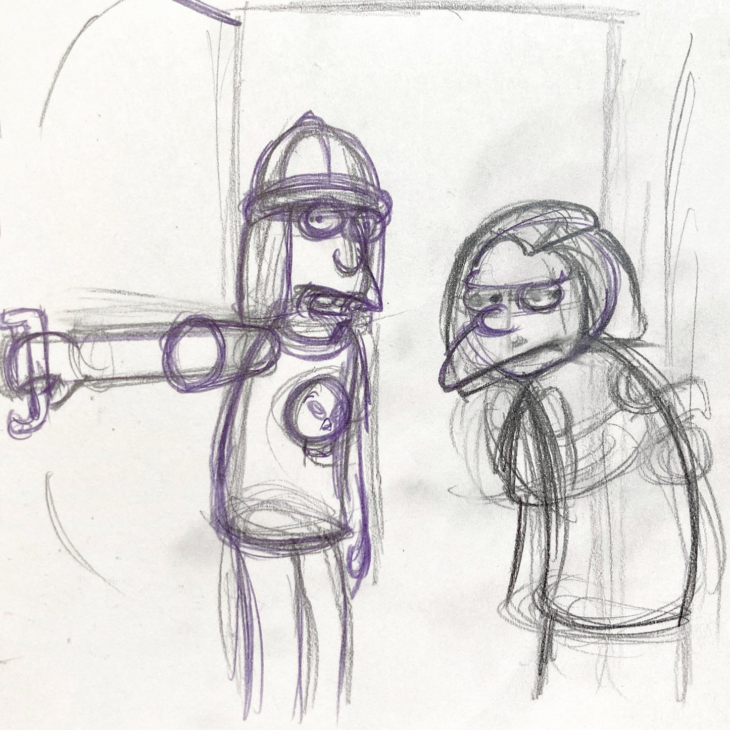 The Simpsons Original Animation Production Rough Drawing of Jimbo Jones and Dolph. For sale on FLIP Gallery