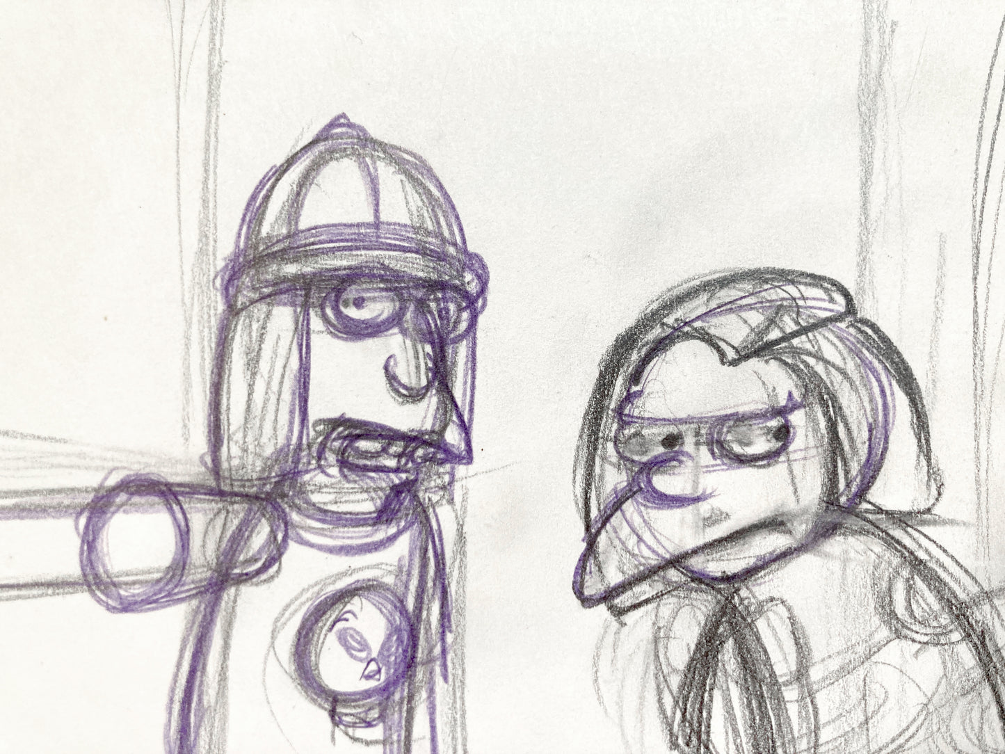 The Simpsons Original Animation Production Rough Drawing of Jimbo Jones and Dolph. For sale on FLIP Gallery