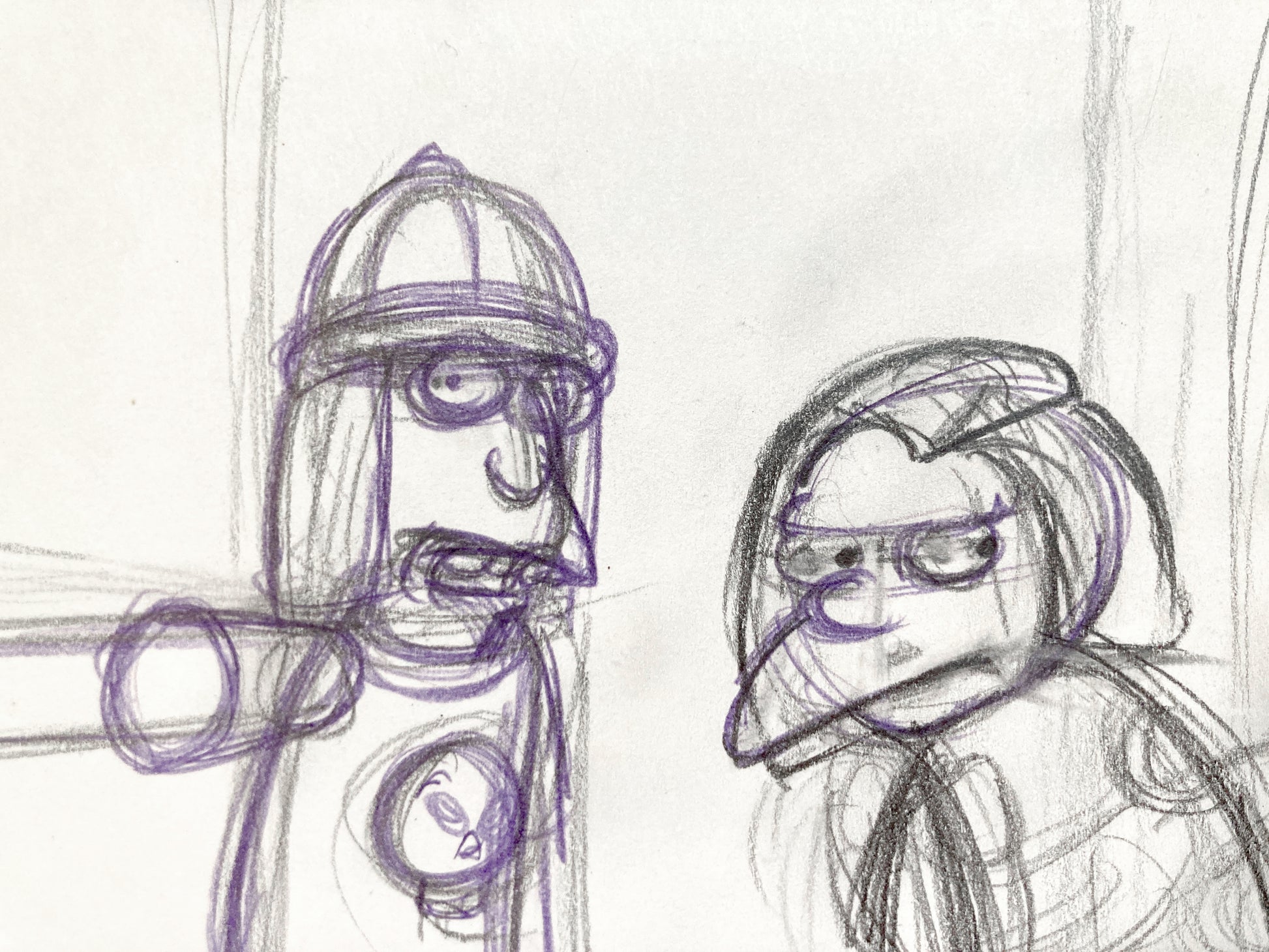 The Simpsons Original Animation Production Rough Drawing of Jimbo Jones and Dolph. For sale on FLIP Gallery