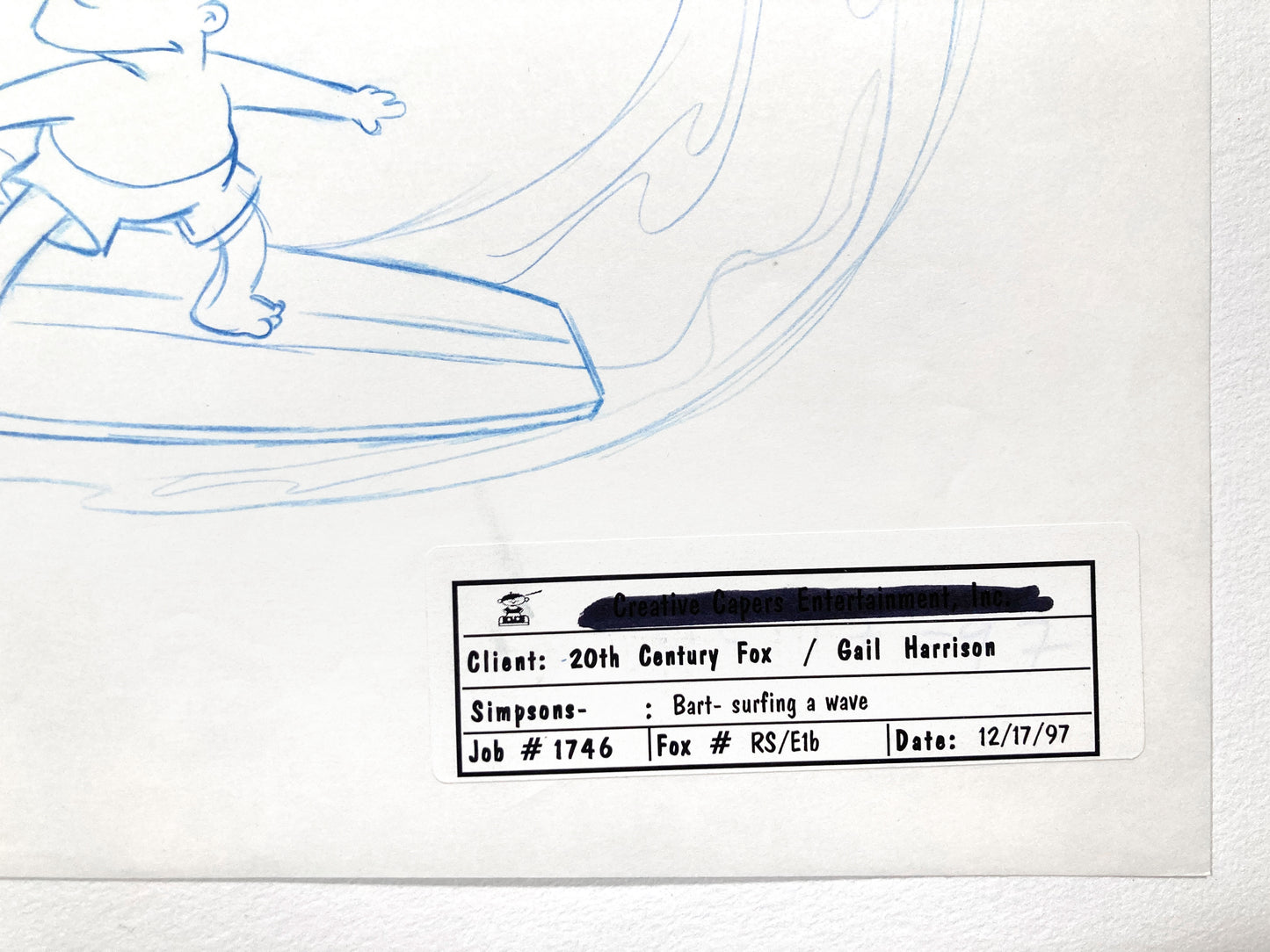 The Simpsons Licensing Division Artwork of Bart Simpson (Fox, 1997). For sale on FLIP Gallery