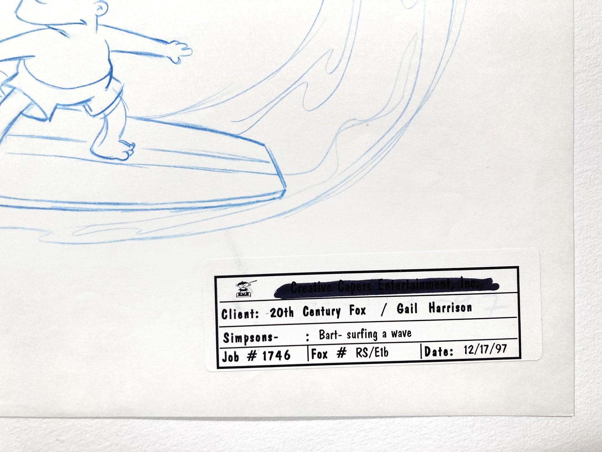 The Simpsons Licensing Division Artwork of Bart Simpson (Fox, 1997). For sale on FLIP Gallery
