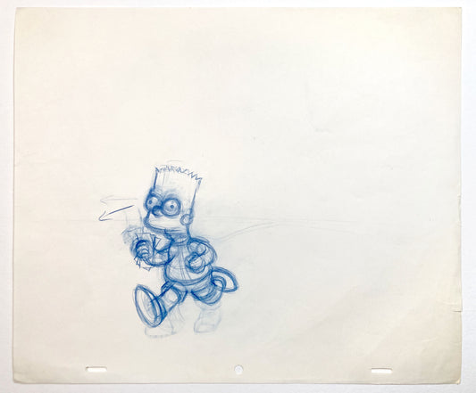 The SIMPSONS : Original Production Used Animation Rough Drawing of Bart Simpson. For sale on FLIP Gallery