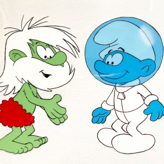 The Smurfs : Lot of 2 Original Production Used Animation Cels - Hanna-Barbera (1980's). For sale on FLIP Gallery