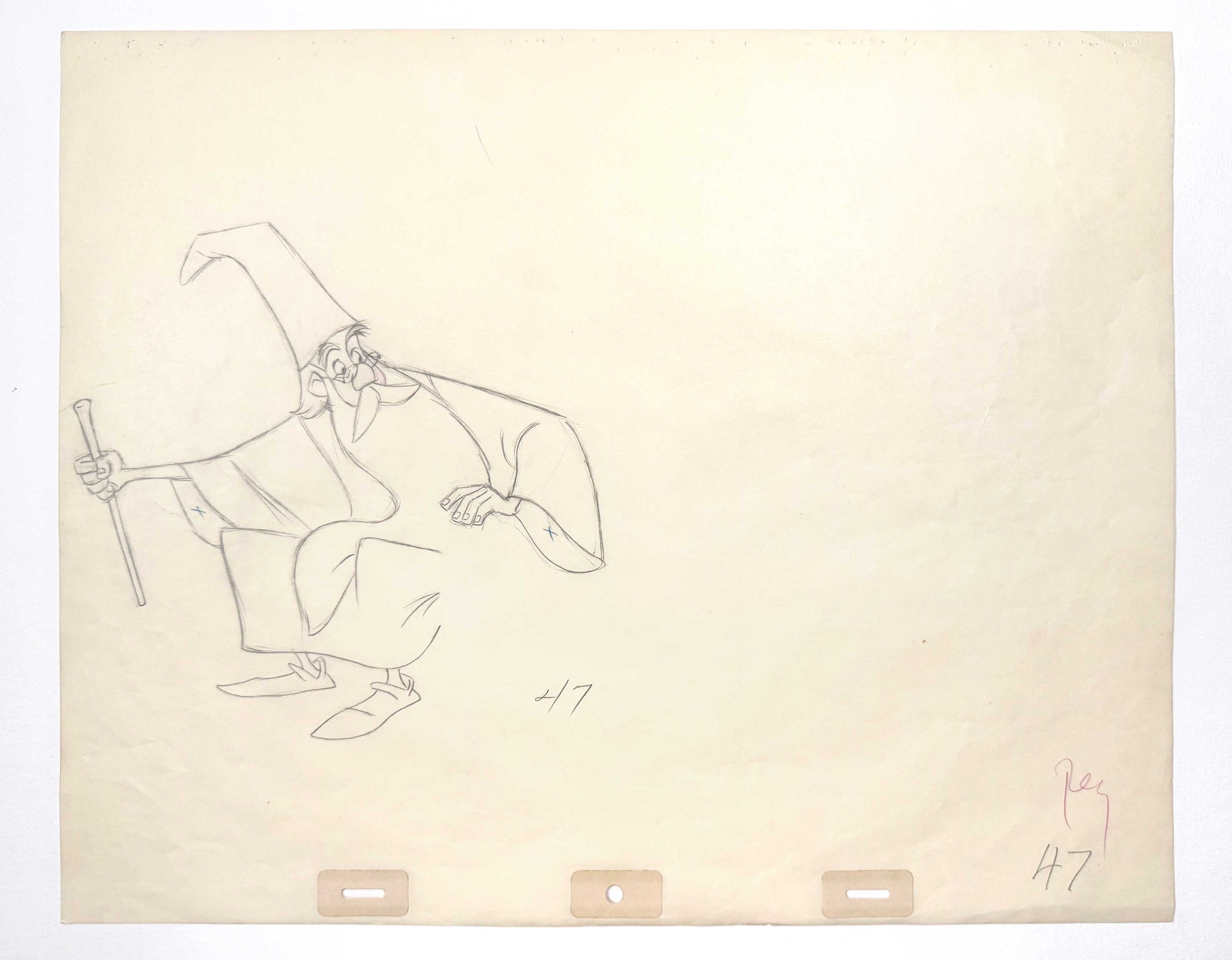 The Sword in the Stone - Merlin Original Animation Production Drawing (Walt Disney, 1963). For sale on FLIP Gallery
