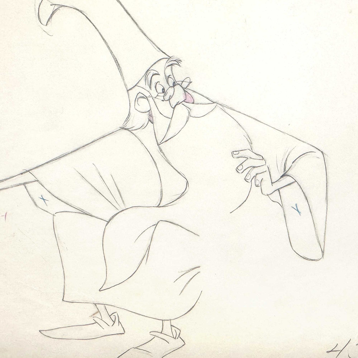 The Sword in the Stone Merlin Original Animation Production Drawing (Walt Disney, 1963). For sale on FLIP Gallery