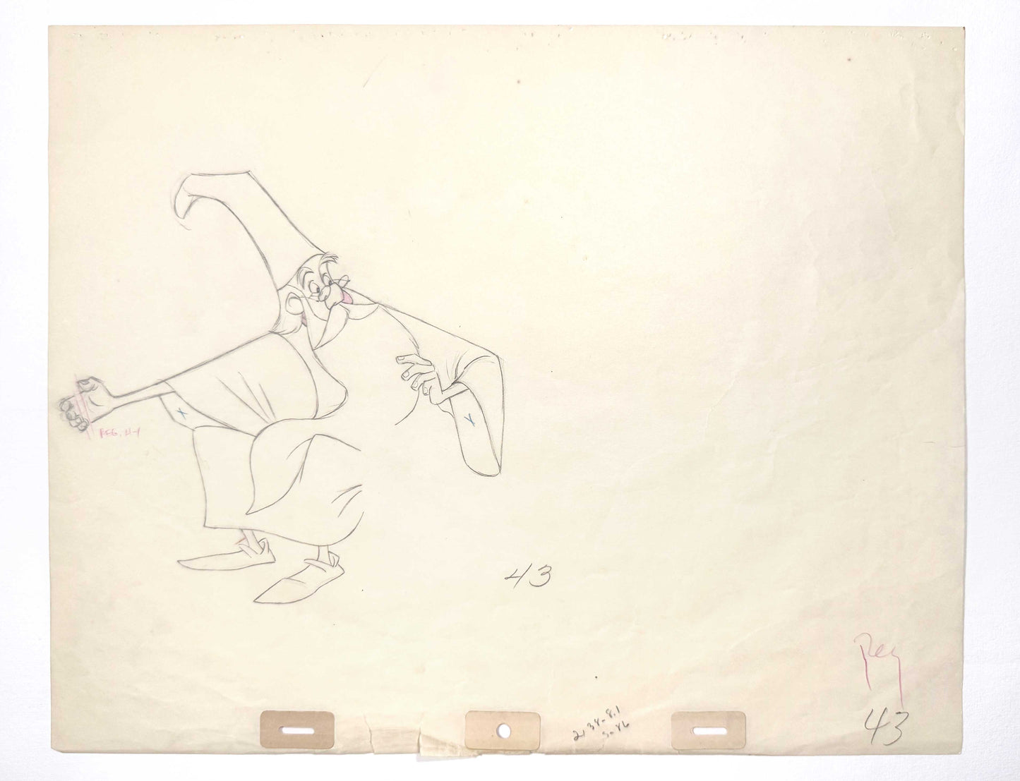 The Sword in the Stone Merlin Original Animation Production Drawing (Walt Disney, 1963). For sale on FLIP Gallery