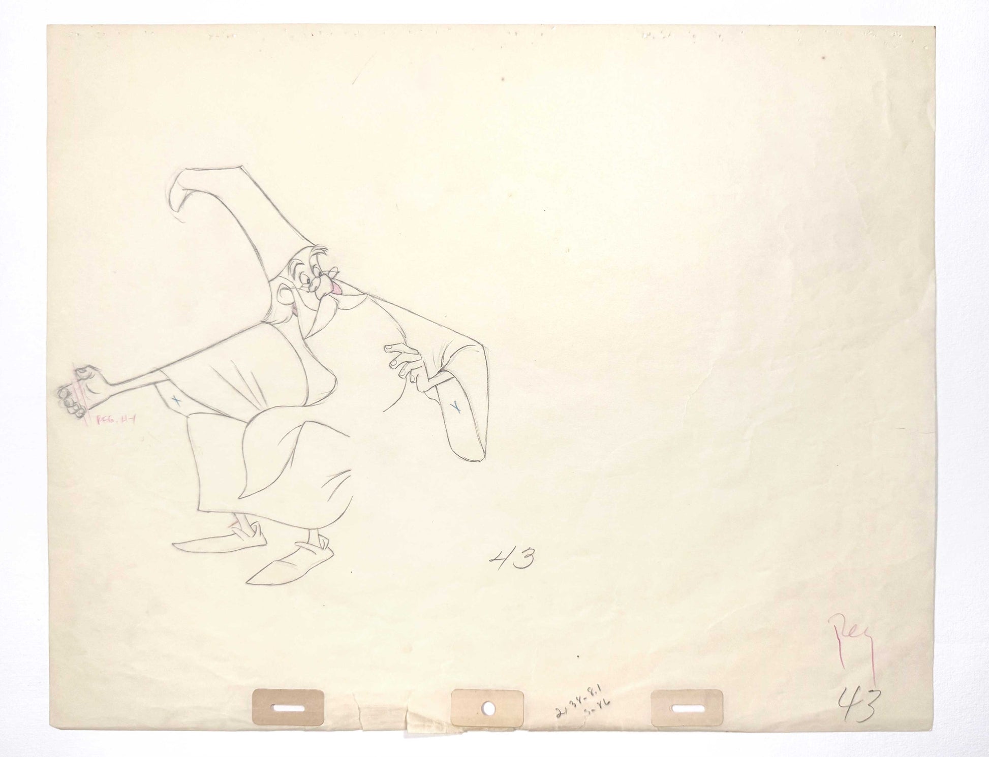 The Sword in the Stone Merlin Original Animation Production Drawing (Walt Disney, 1963). For sale on FLIP Gallery