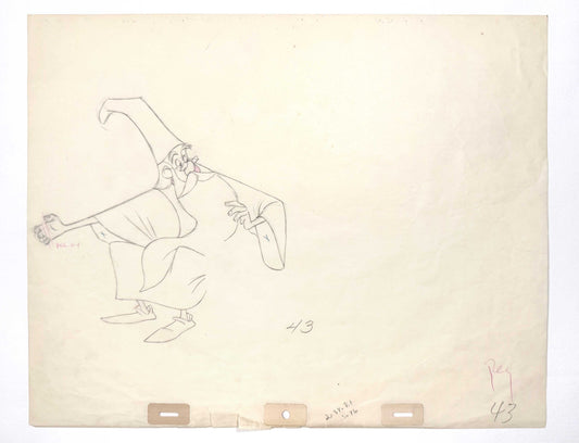 The Sword in the Stone Merlin Original Animation Production Drawing (Walt Disney, 1963). For sale on FLIP Gallery