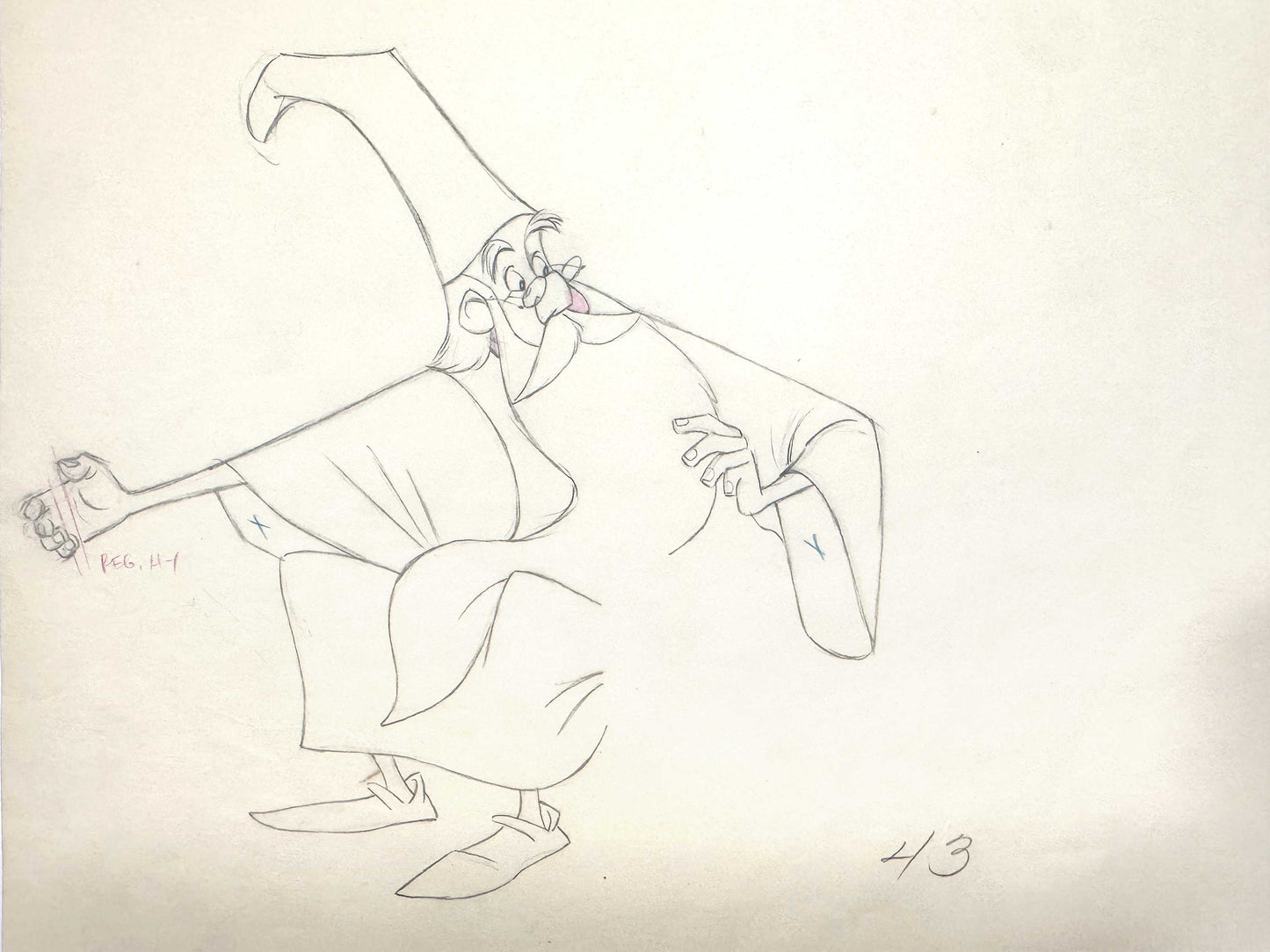 The Sword in the Stone Merlin Original Animation Production Drawing (Walt Disney, 1963). For sale on FLIP Gallery