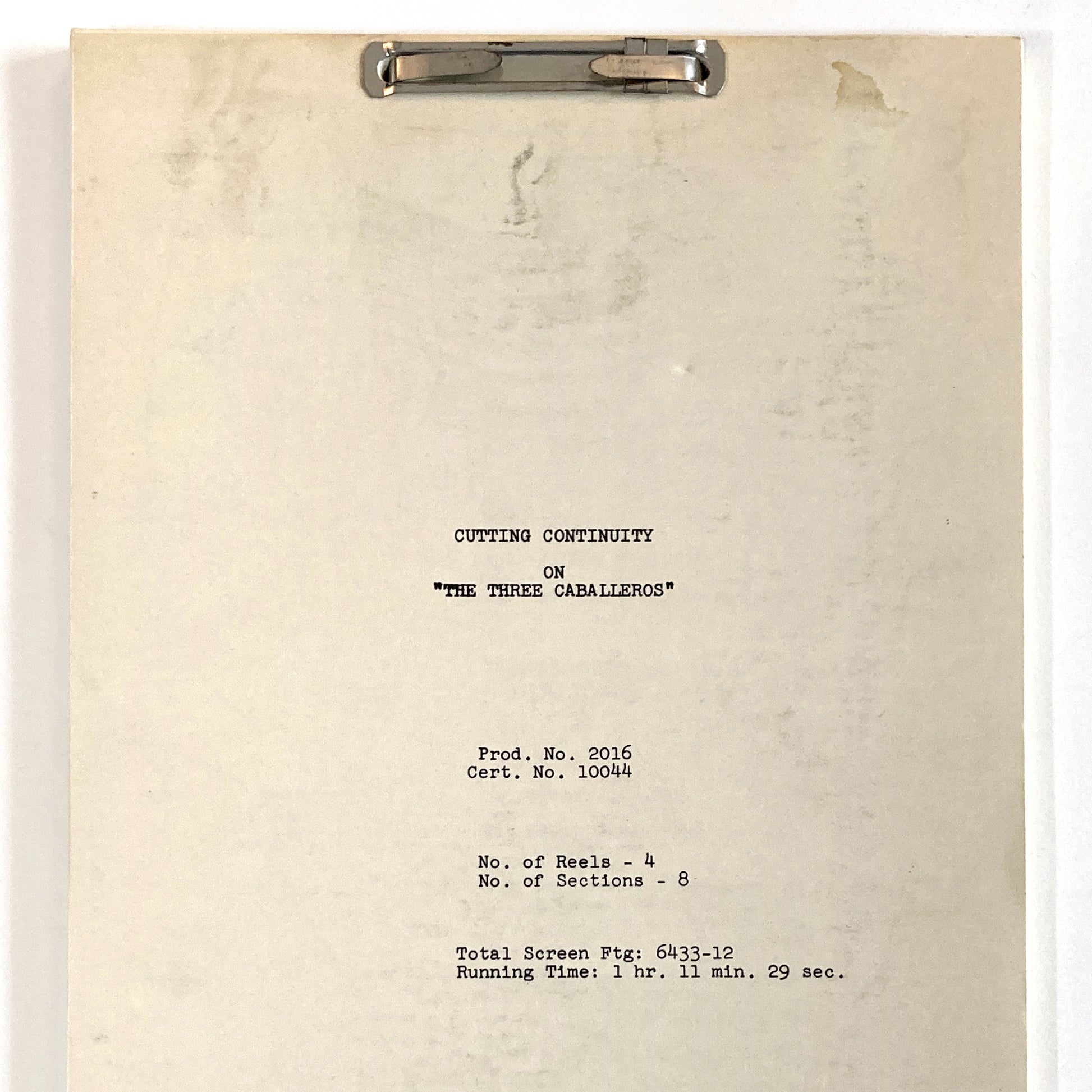 The Three Caballeros - Original 1944 Script from Walt Disney Productions. For sale on FLIP Gallery