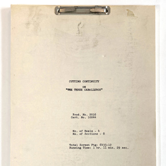 The Three Caballeros - Original 1944 Script from Walt Disney Productions. For sale on FLIP Gallery