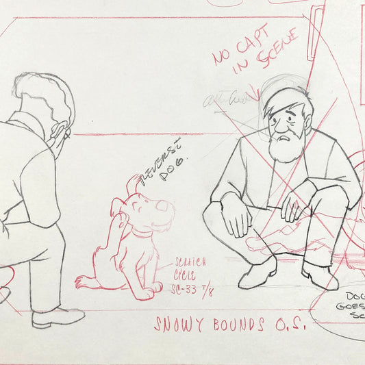 TINTIN : Original Vintage Animation Drawing from "Destination moon" (1959). For sale on FLIP Gallery