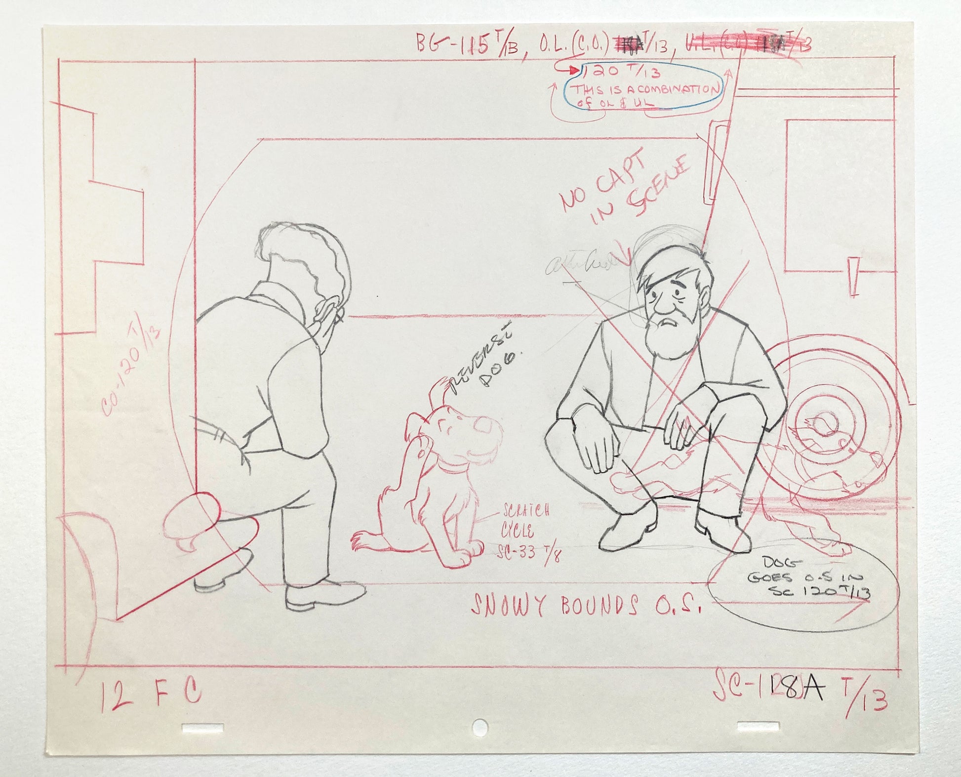 TINTIN : Original Vintage Animation Drawing from "Destination moon" (1959). For sale on FLIP Gallery