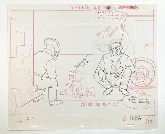 TINTIN : Original Vintage Animation Drawing from "Destination moon" (1959). For sale on FLIP Gallery