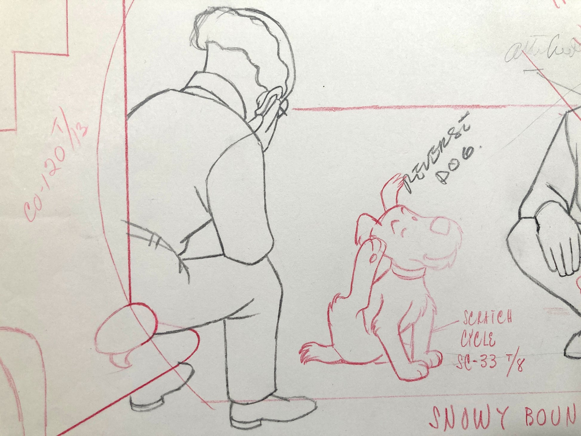 TINTIN : Original Vintage Animation Drawing from "Destination moon" (1959). For sale on FLIP Gallery