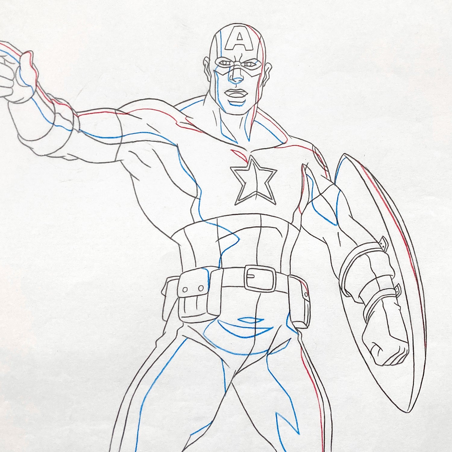 Ultimate Avengers: The Movie - Captain America Original Animation Drawing (Marvel Studios Animation, 2006). For sale on FLIP GALLERY