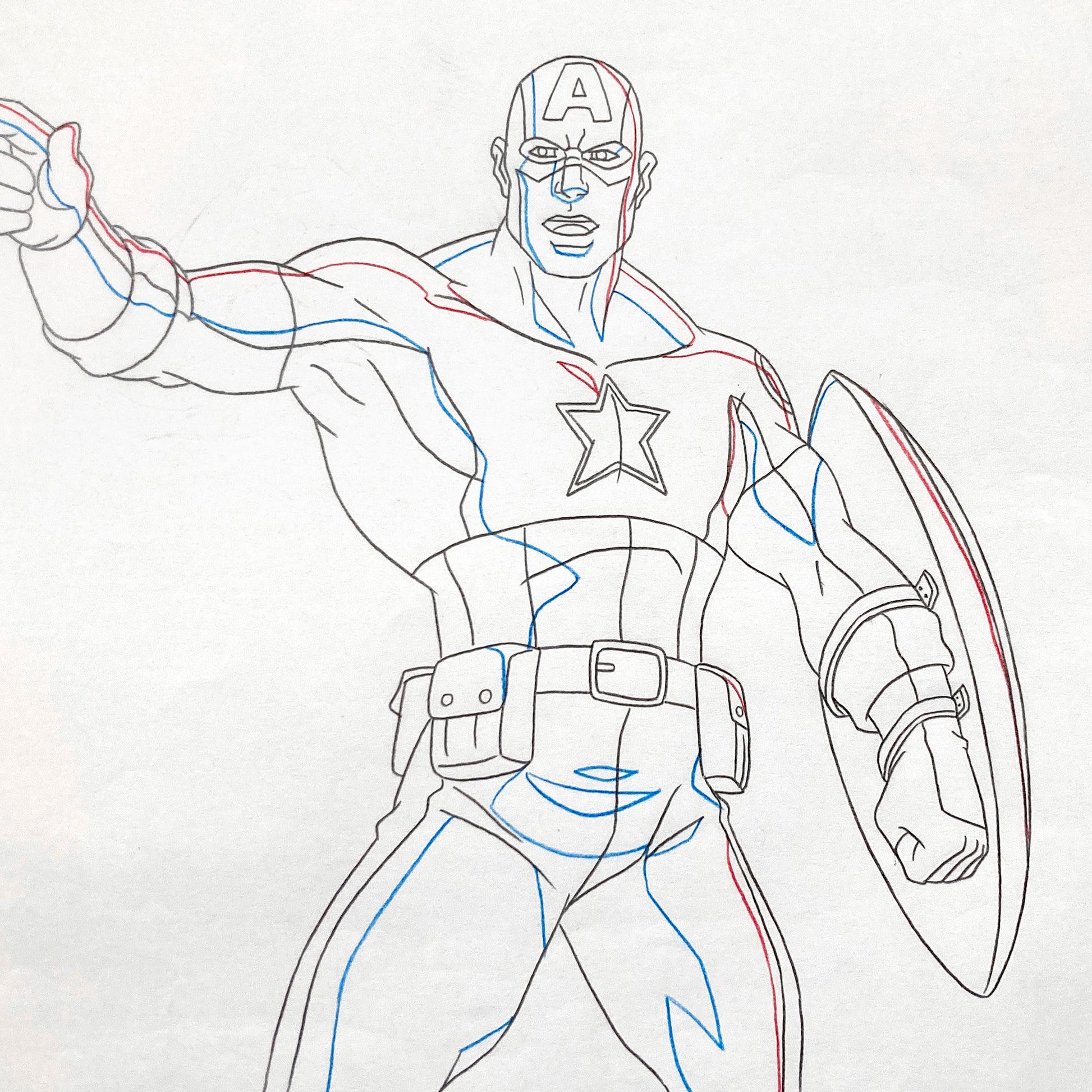 Ultimate Avengers: The Movie - Captain America Original Animation Drawing (Marvel Studios Animation, 2006). For sale on FLIP GALLERY