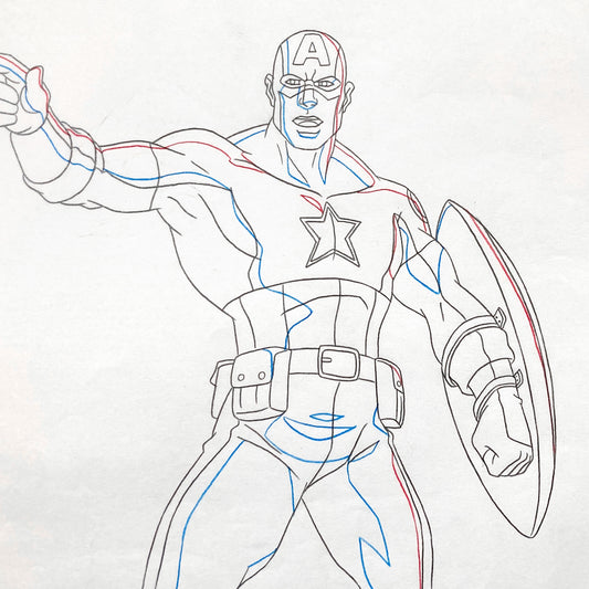 Ultimate Avengers: The Movie - Captain America Original Animation Drawing (Marvel Studios Animation, 2006). For sale on FLIP GALLERY
