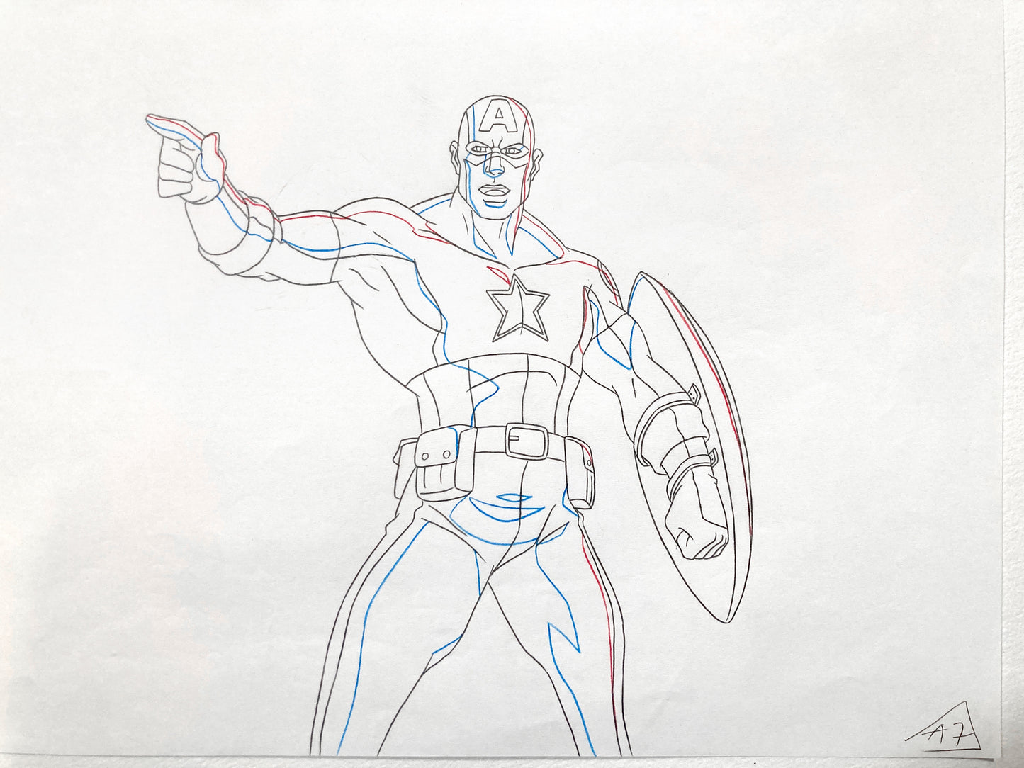 Ultimate Avengers: The Movie - Captain America Original Animation Drawing (Marvel Studios Animation, 2006). For sale on FLIP GALLERY