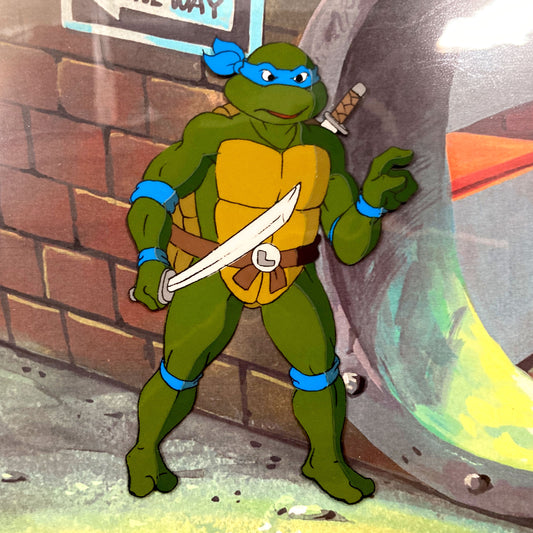TEENAGE MUTANT NINJA TURTLES : Leonardo Original Animation Cel + Drawing (1987–1989)