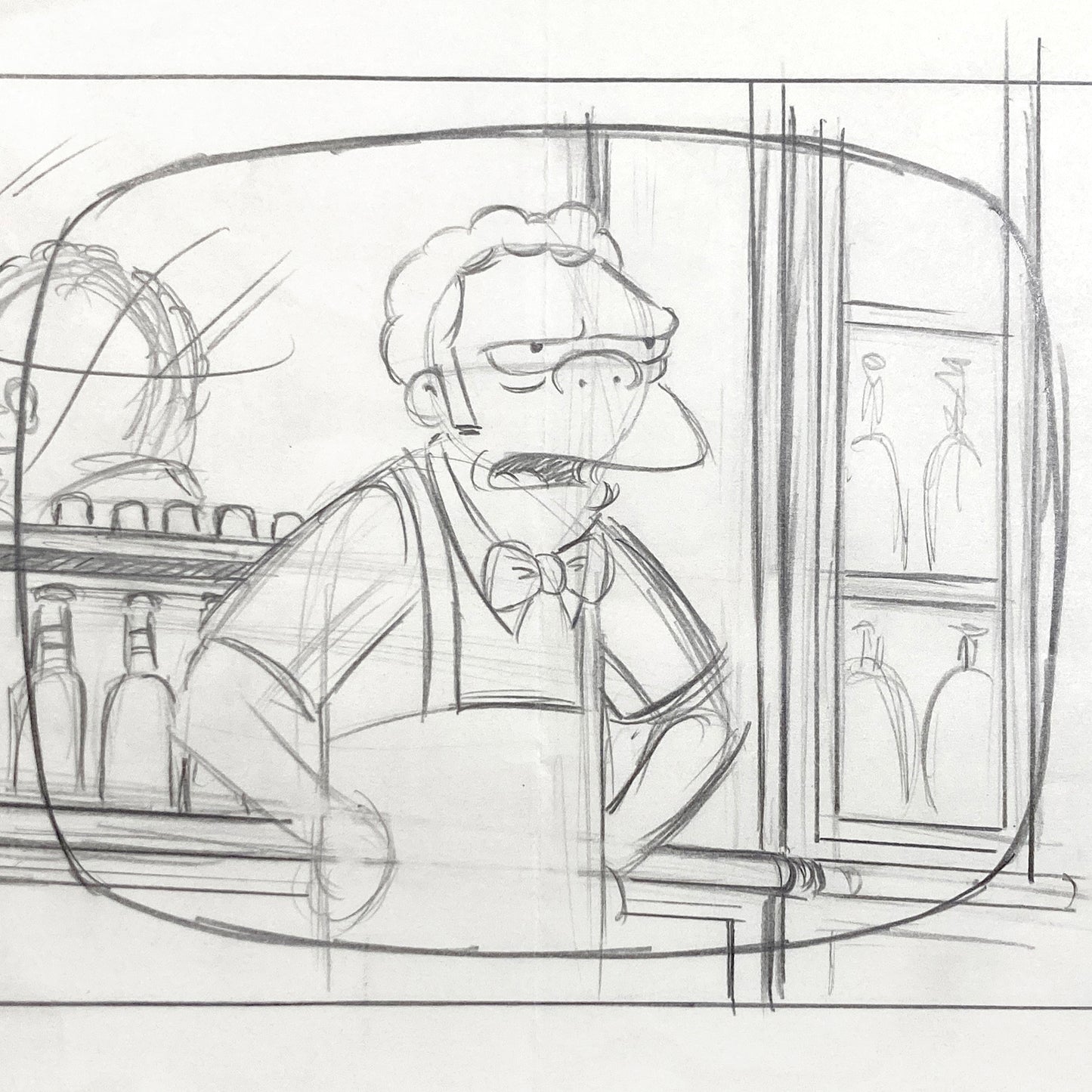 THE SIMPSONS : Original Animation Layout Drawing of Moe Szyslak (2005)