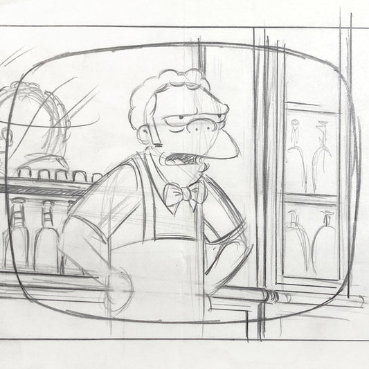 THE SIMPSONS : Original Animation Layout Drawing of Moe Szyslak (2005)