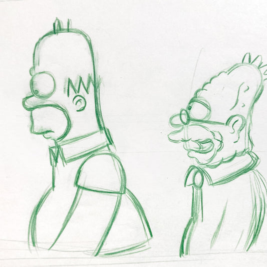 The SIMPSONS : Original Animation Drawing of Homer and Grampa Simpson (2000's)