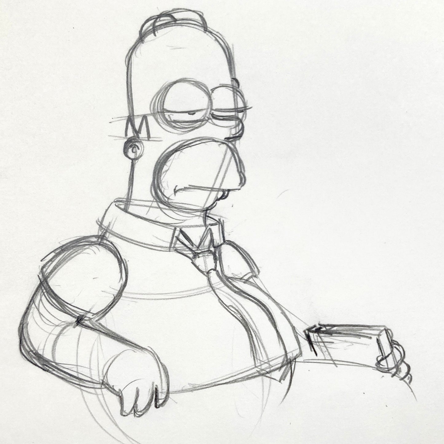 THE SIMPSONS : Original Animation Rough Drawing of Homer Simpson (2000's)