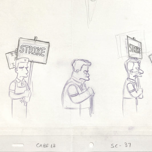 THE SIMPSONS : Original Animation Drawing of of Protesters (2000)