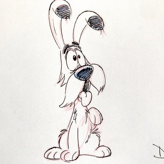 ASTERIX : Original Animation Art of Idefix Signed (Gaumont Studios, 1985)