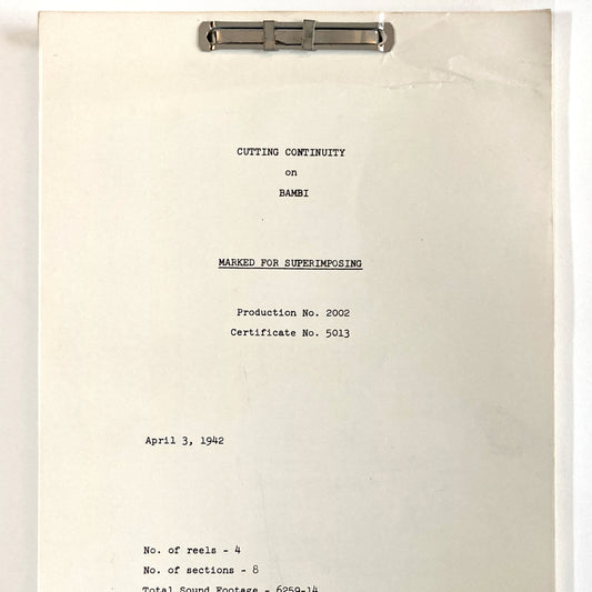 BAMBI : Original 1942 Script from Walt Disney Archives