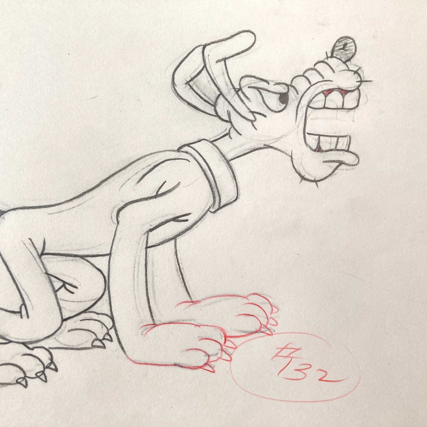 Puss Café - Original Production Used Drawing Featuring Pluto (Walt Disney, 1950). For sale on FLIP Gallery
