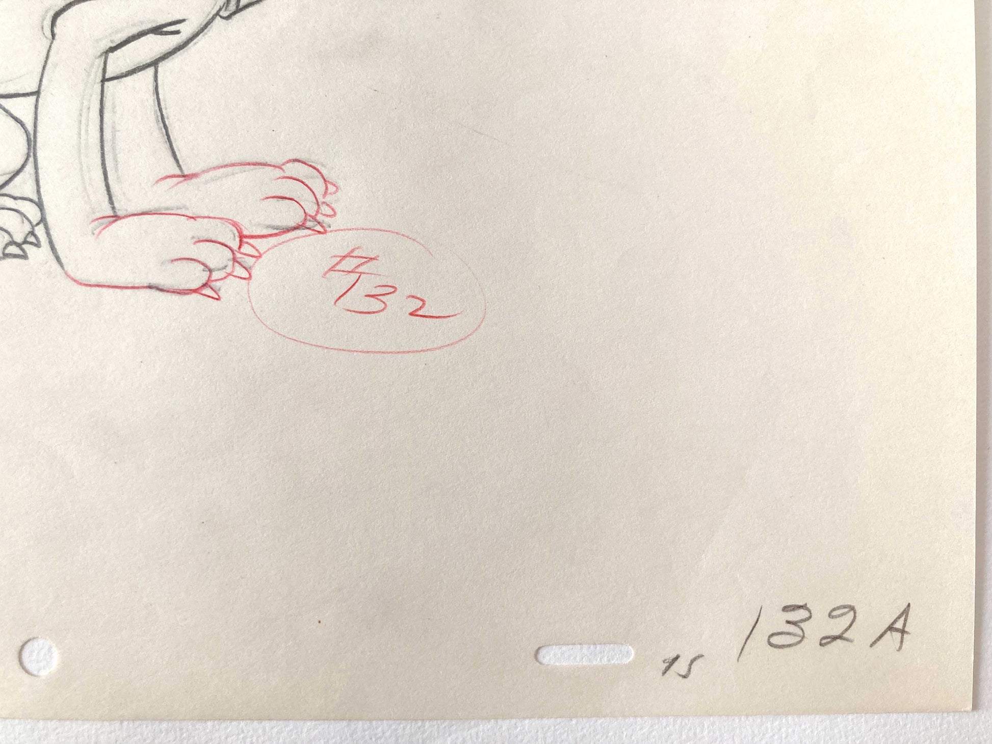 Puss Café - Original Production Used Drawing Featuring Pluto (Walt Disney, 1950). For sale on FLIP Gallery
