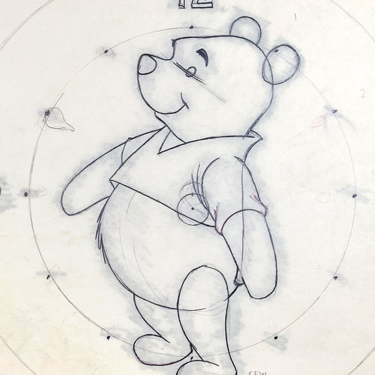 WINNIE THE POOH : Original Drawing for Watch Frame (Walt Disney, 1970s). For sale on FLIP Gallery