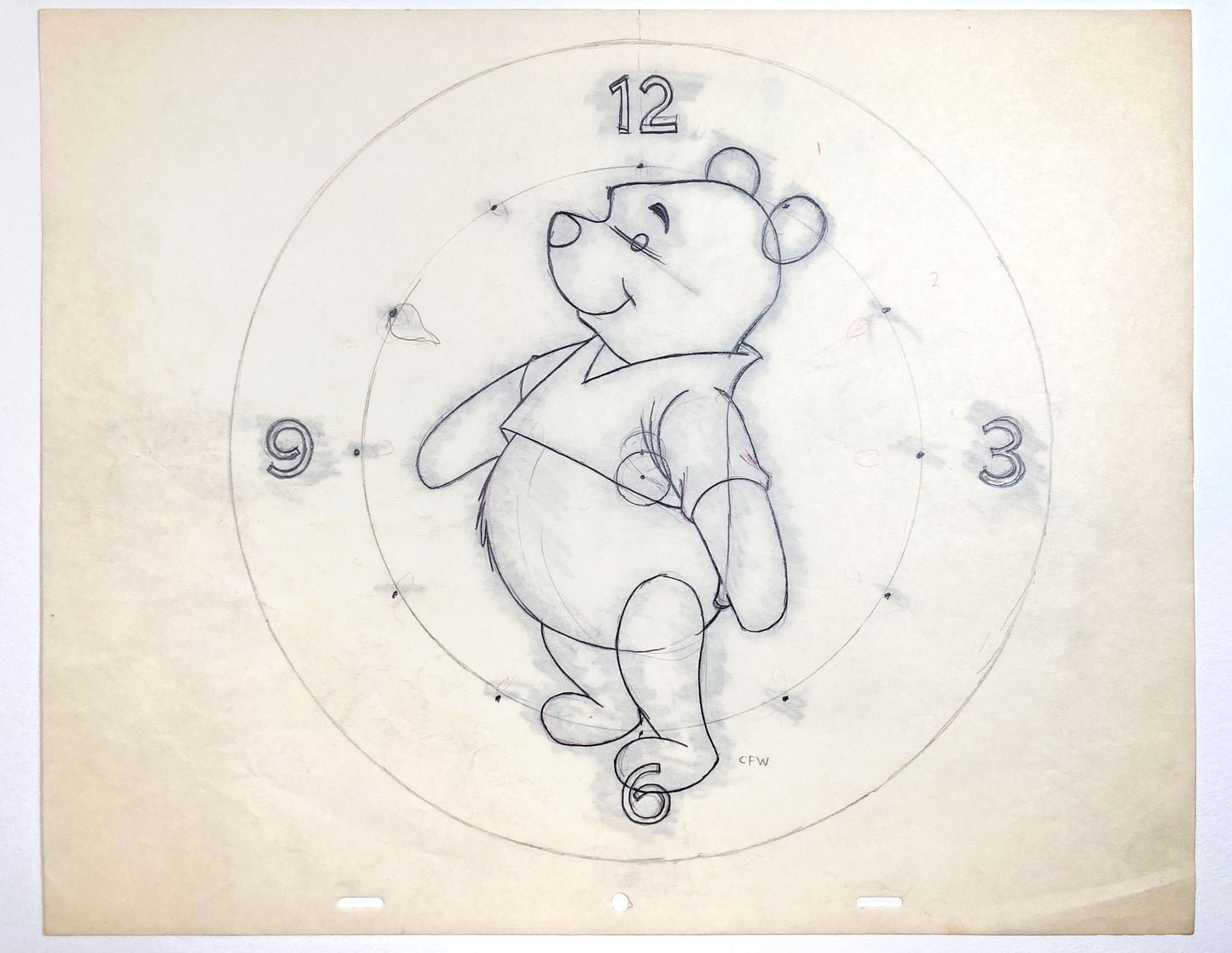 WINNIE THE POOH : Original Drawing for Watch Frame (Walt Disney, 1970s). For sale on FLIP Gallery