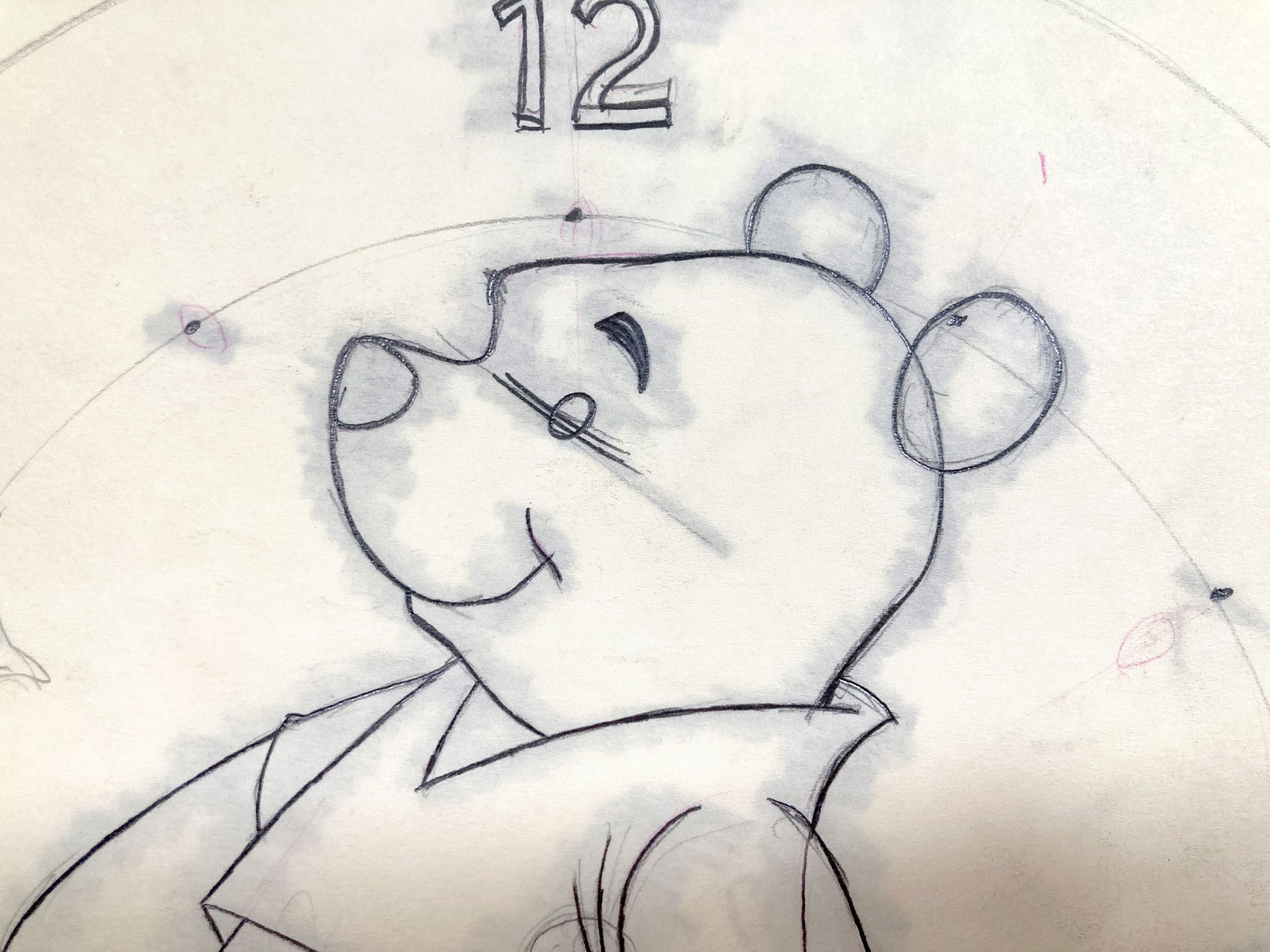 WINNIE THE POOH : Original Drawing for Watch Frame (Walt Disney, 1970s). For sale on FLIP Gallery