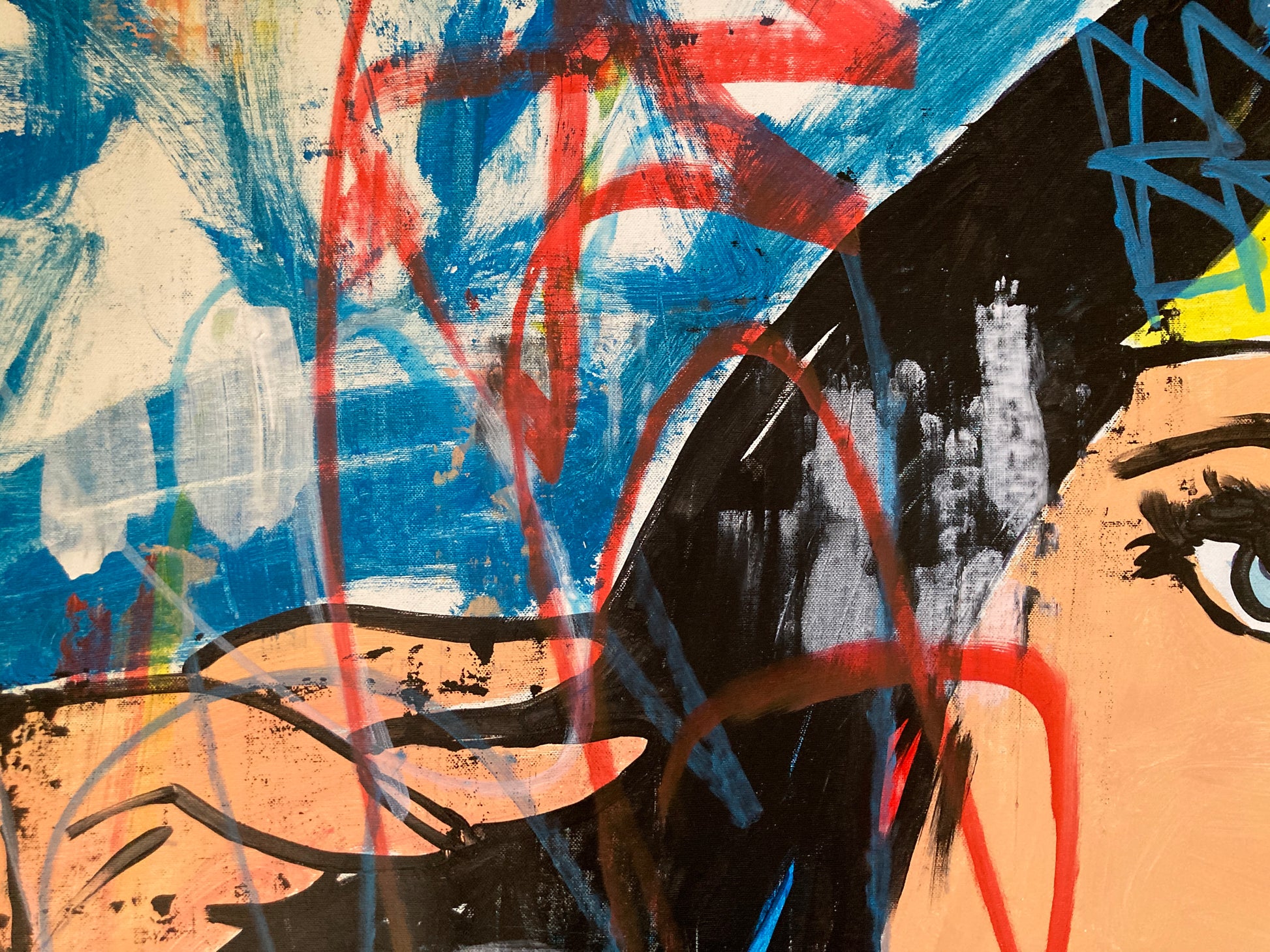 “Wonder Woman” (2024) by Freda People reinterprets this legendary icon through the lens of modern pop and urban art. For sale on FLIP Gallery
